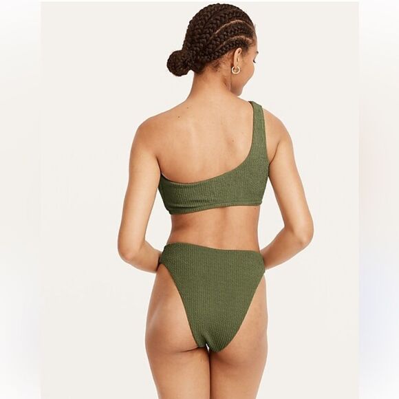 J Crew Textured Curved Waist Cheeky Bikini Bottom BC050 S - Picture 4 of 8